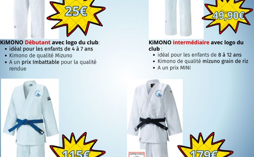 KIMONOS MIZUNO AVEC LE LOGO DU CLUB